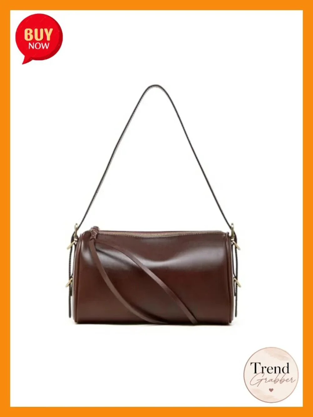 Genuine Leather Hobo Crossbody Shoulder Bag with Adjustable Strap, Zip Closure